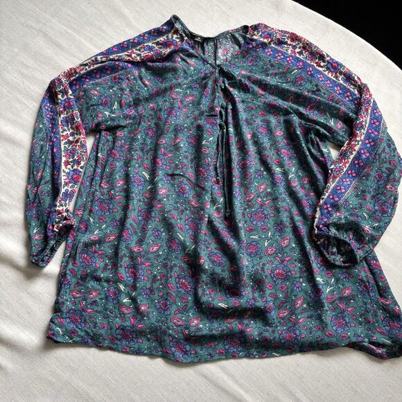 Lucky Brand Tops - Lucky Brand Boho Blue Peasant Top Women’s M – 3/4 Sleeve